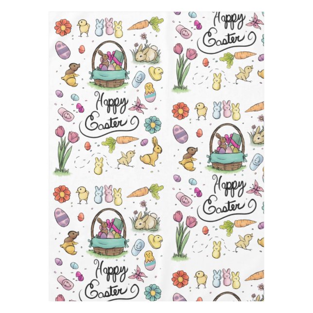 Happy Easter Art Tablecloth (Front)