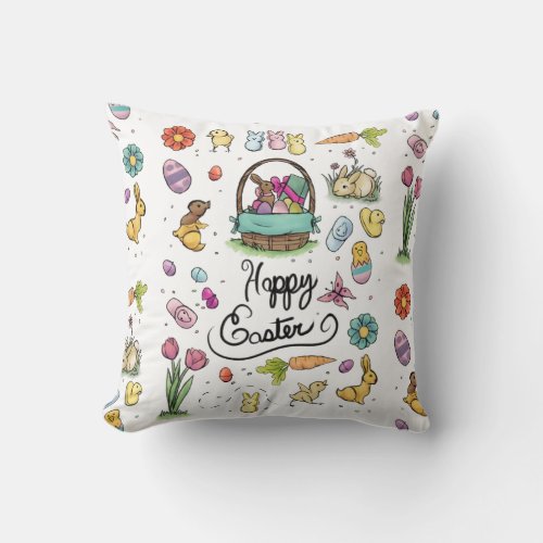 Happy Easter Art Throw Pillow