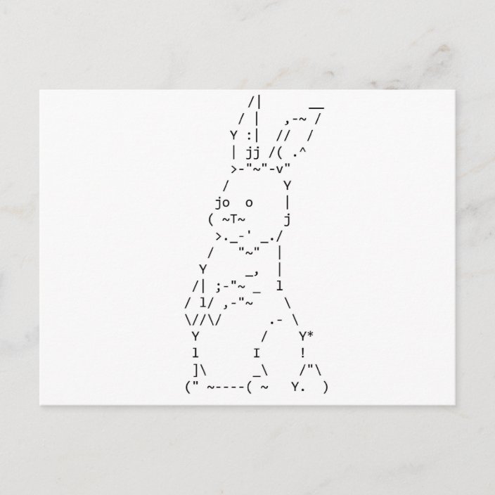 Happy Easter ASCII Bunny Art Holiday Postcard