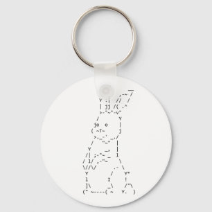Happy Easter ASCII Bunny Art Keychain