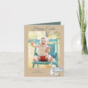 Happy easter baby boy personalized photo holiday card