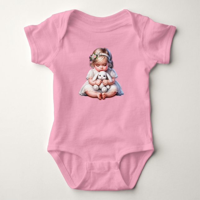 Happy Easter Baby Girl Baby Bodysuit (Front)