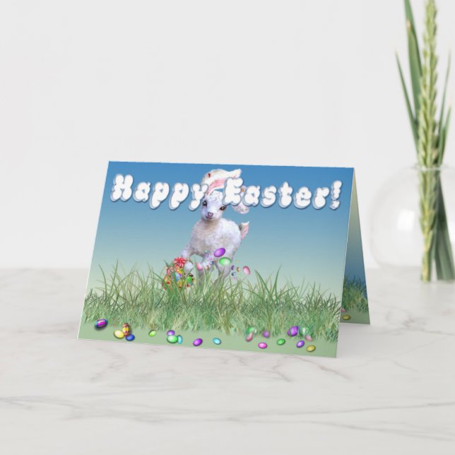 Happy Easter Baby Goat Holiday Card (Front)