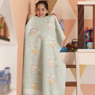 Happy Easter Baby Rabbit Pattern Fleece Blanket