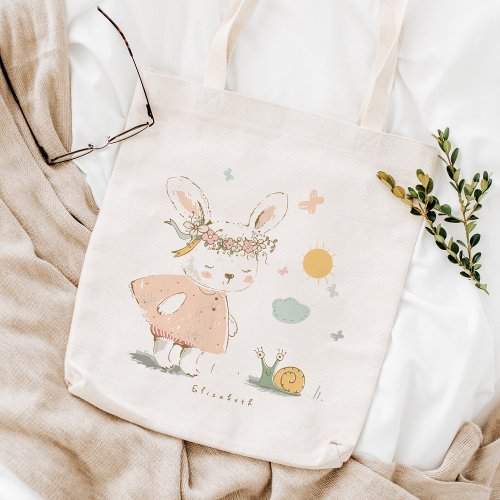 Happy Easter Baby Rabbit Pattern Tote Bag