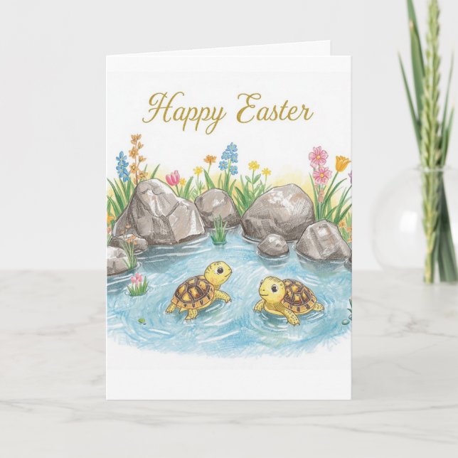 Happy easter baby turtles card (Front)