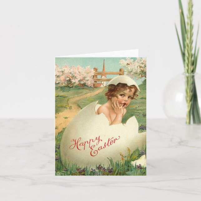 Happy Easter Baby Vintage Holiday Card (Front)