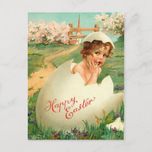 Happy Easter Baby Vintage Holiday Postcard