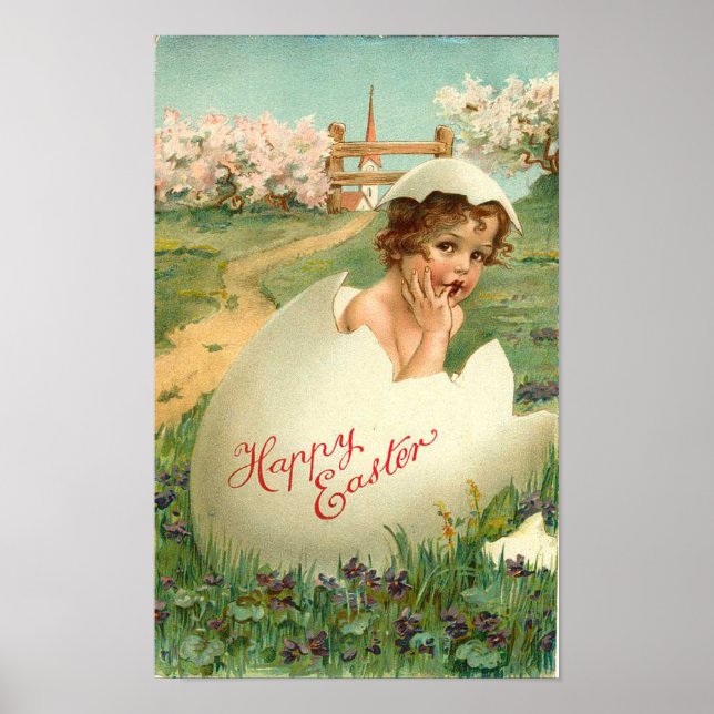 Happy Easter Baby Vintage Poster (Front)