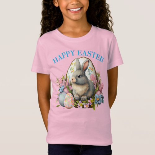Happy Easter Basket and Bunny T_shirt