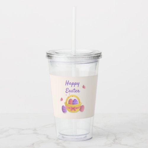 Happy Easter basket and butterflies Acrylic Tumbler