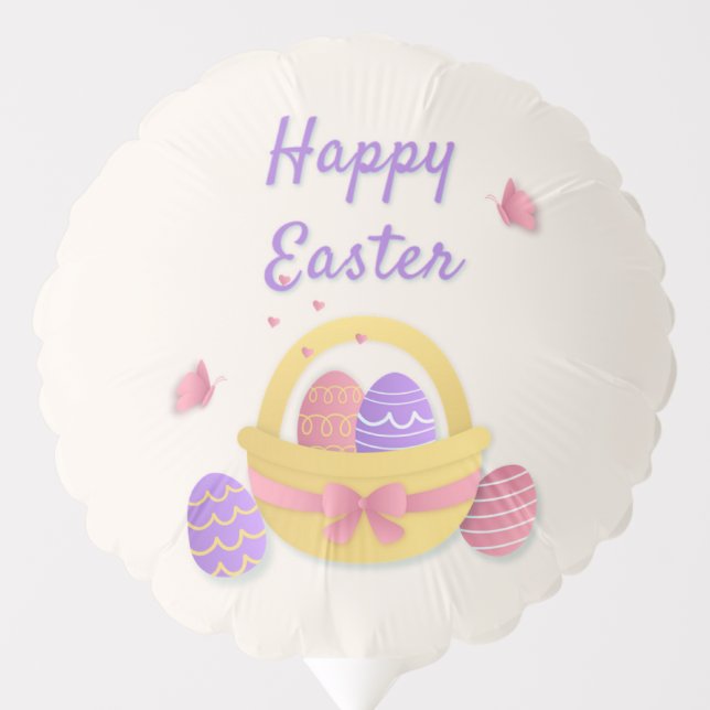 Happy Easter basket and butterflies Balloon (Front)