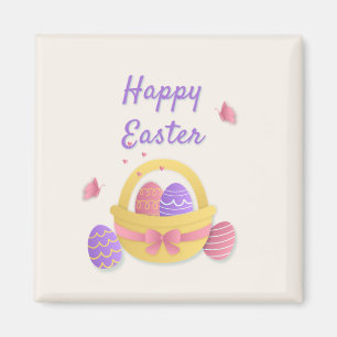 Happy Easter basket and butterflies Magnet
