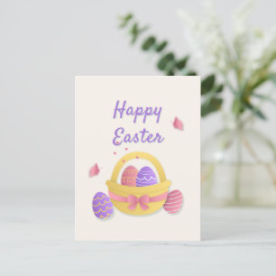 Happy Easter basket and butterflies Postcard