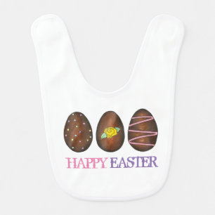 Happy Easter Basket Chocolate Candy Egg Hunt Bib