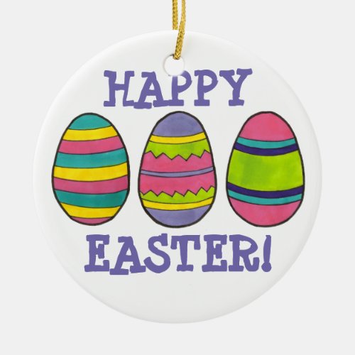 Happy Easter Basket Painted Egg Hunt Eggs Ornament