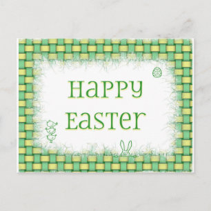 Happy Easter Basket Weave Holiday Postcard