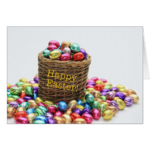 Happy Easter basket with eggs
