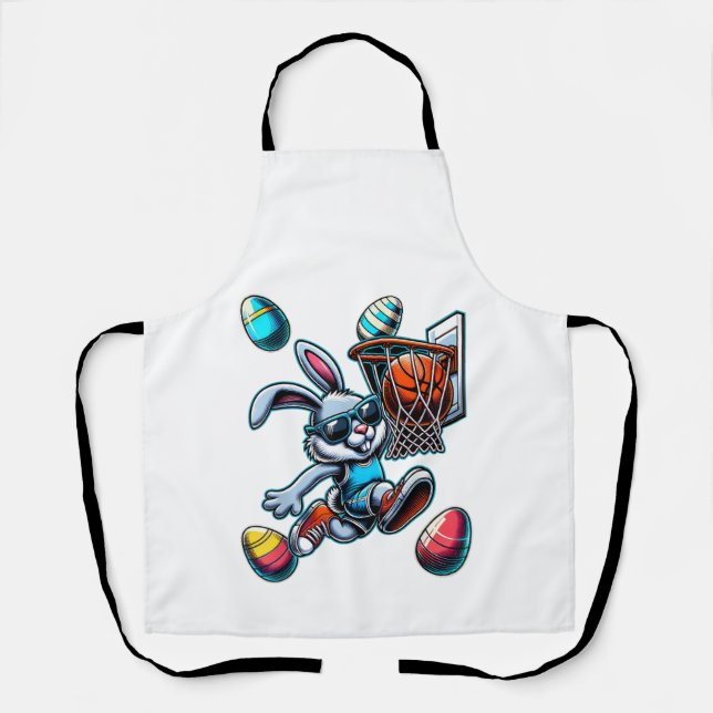 Happy Easter Basketball Boys Easter Bunny Funny Ea Apron (Front)