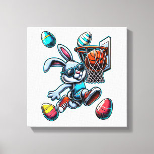 Happy Easter Basketball Boys Easter Bunny Funny Ea Canvas Print