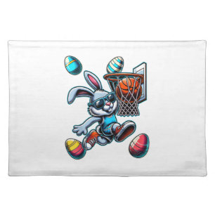 Happy Easter Basketball Boys Easter Bunny Funny Ea Cloth Placemat