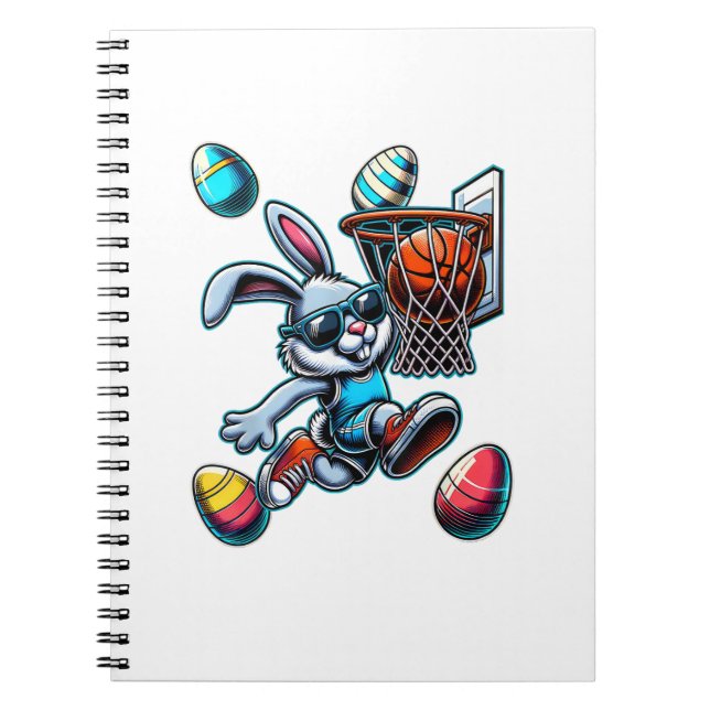 Happy Easter Basketball Boys Easter Bunny Funny Ea Notebook (Front)