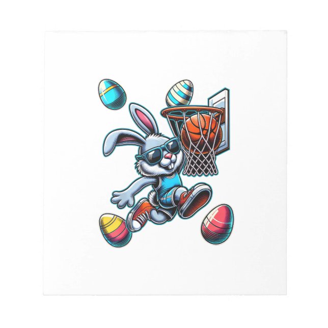 Happy Easter Basketball Boys Easter Bunny Funny Ea Notepad (Front)