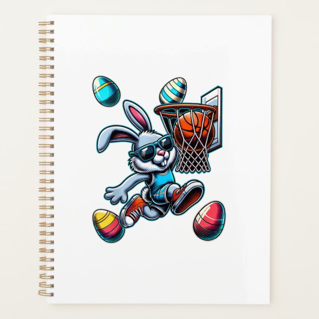 Happy Easter Basketball Boys Easter Bunny Funny Ea Planner (Front)