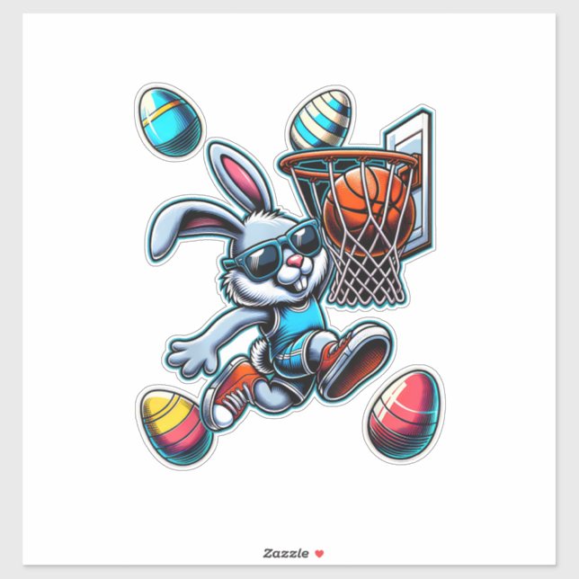 Happy Easter Basketball Boys Easter Bunny Funny Ea Sticker (Sheet)
