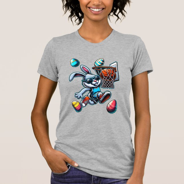Happy Easter Basketball Boys Easter Bunny Funny Ea T-Shirt (Front)