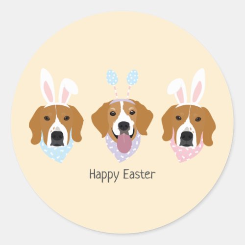 Happy Easter Beagle Dogs Classic Round Sticker
