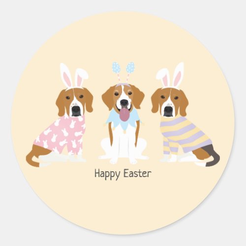 Happy Easter Beagle Dogs Classic Round Sticker