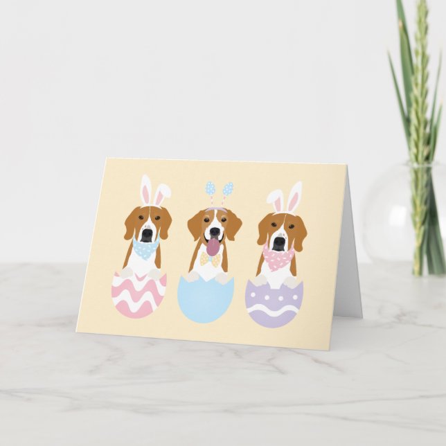 Happy Easter Beagle Dogs Holiday Card (Front)