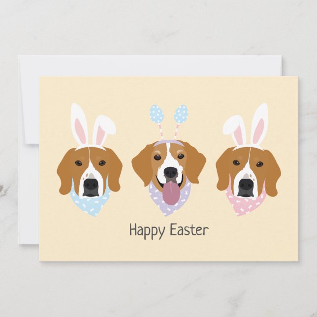 Happy Easter Beagle Dogs Holiday Card (Front)