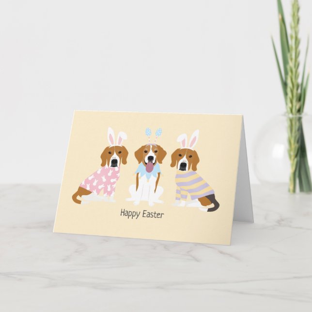 Happy Easter Beagle Dogs Holiday Card (Front)