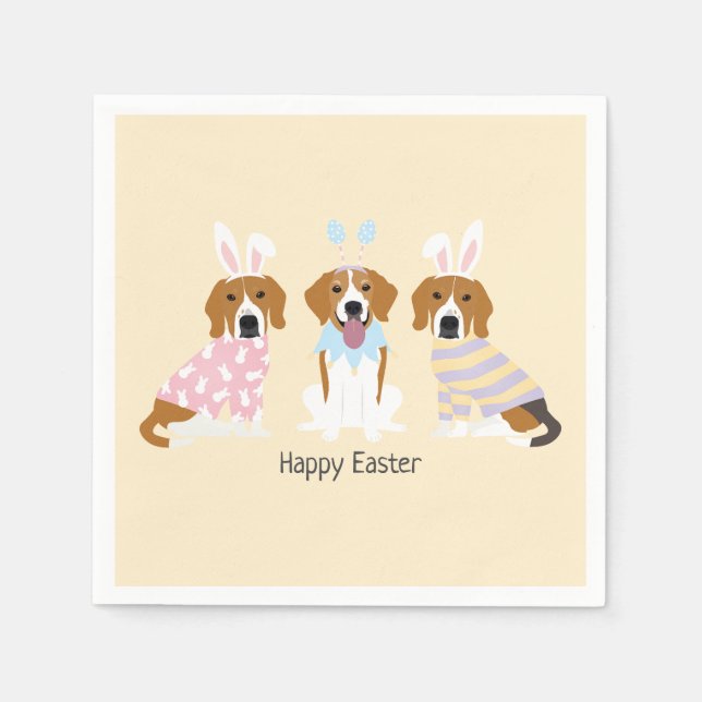 Happy Easter Beagle Dogs Napkins (Front)