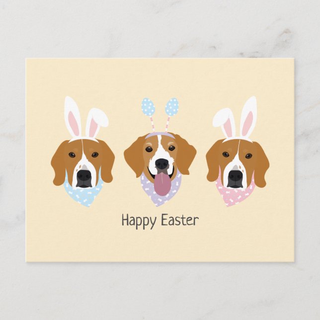 Happy Easter Beagle Dogs Postcard (Front)