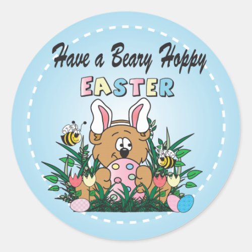 Happy Easter Bear Bunny Rabbit Classic Round Sticker