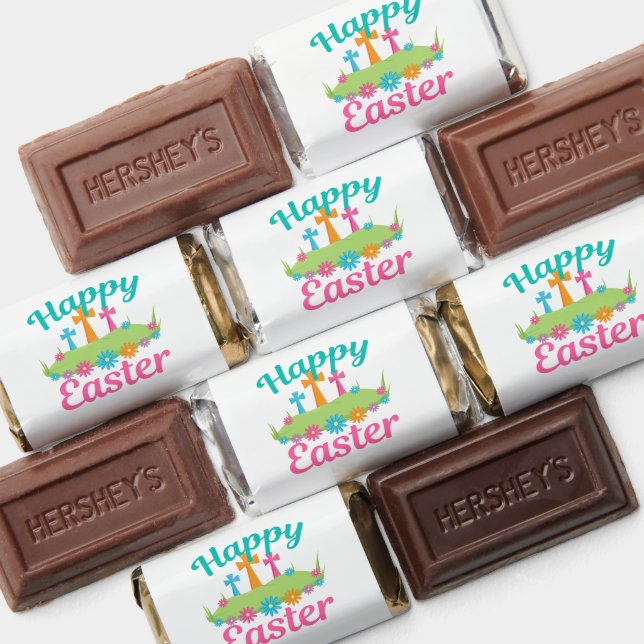 Happy Easter Beautiful Floral Crosses Custom Party Hershey's Miniatures (Assorted)