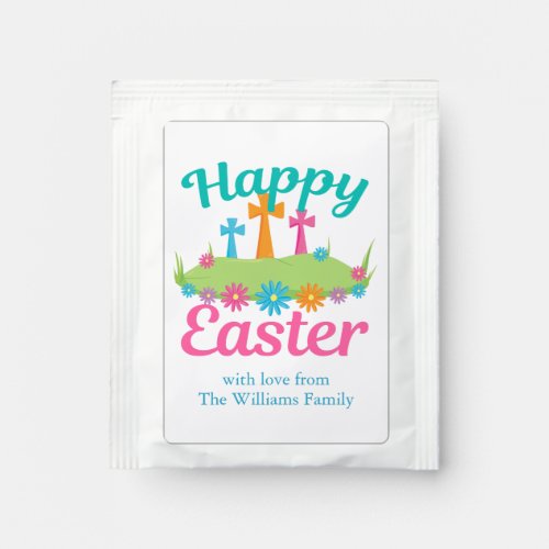 Happy Easter Beautiful Floral Crosses Custom Party Tea Bag Drink Mix