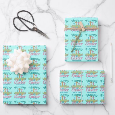 Happy Easter Beautiful Religious Floral Custom Wrapping Paper Sheets