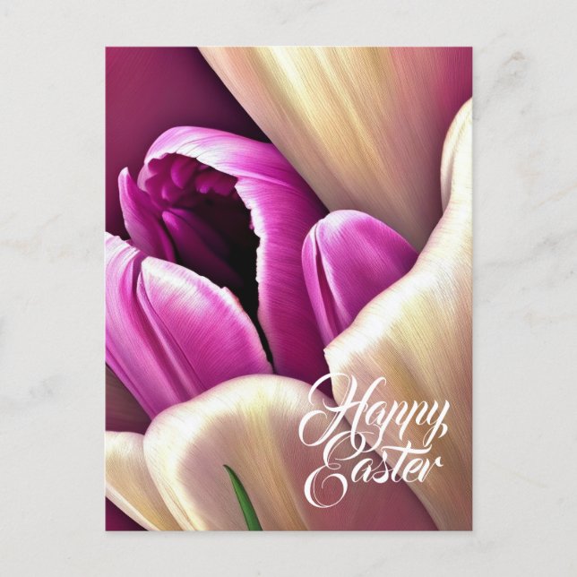 Happy Easter Beautiful Spring Tulips Postcard (Front)