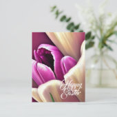Happy Easter Beautiful Spring Tulips Postcard (Standing Front)
