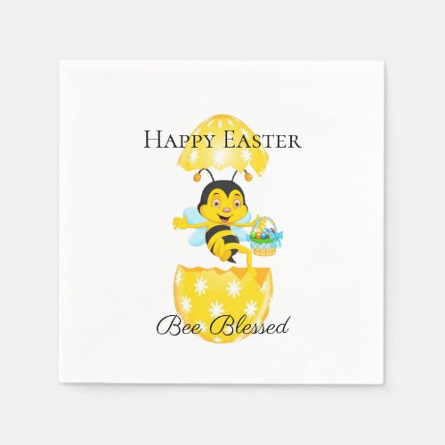 Happy Easter Bee Blessed Cartoon Napkins
