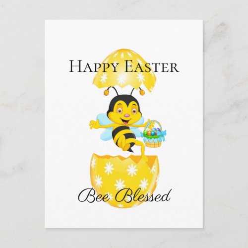 Happy Easter Bee Blessed Cartoon Postcard