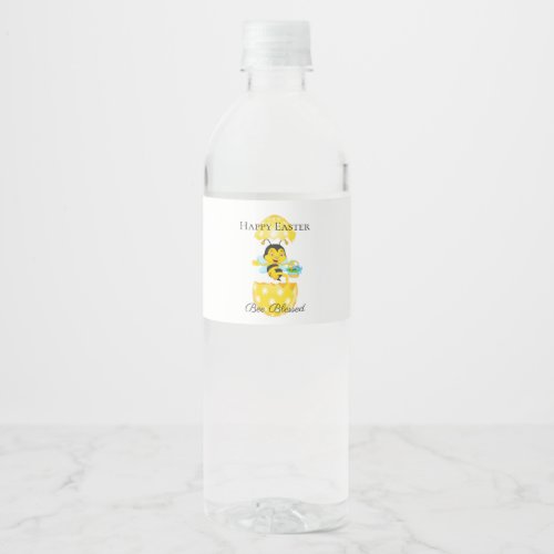 Happy Easter Bee Blessed Cartoon Water Bottle Label