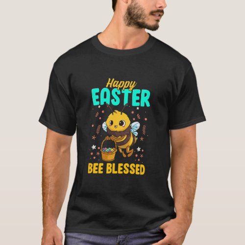 Happy Easter Bee Blessed Gift Girls Kids Hunter T_Shirt