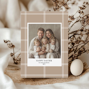 Happy Easter Beige Family Photo Invitation