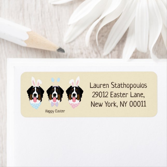 Happy Easter Bernese Mountain Dogs Label (Insitu)