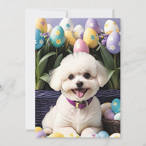 Happy Easter Bichon Frise Holiday Card